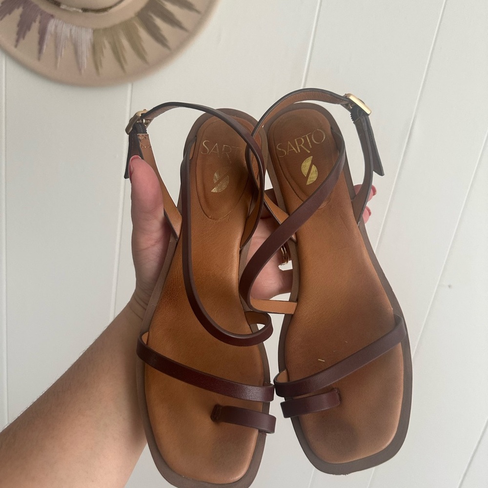 Franco Sarto Brown Minimalist Sandals